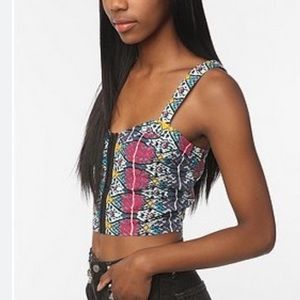 Lucca Couture Ikat Print Bustier Crop Top